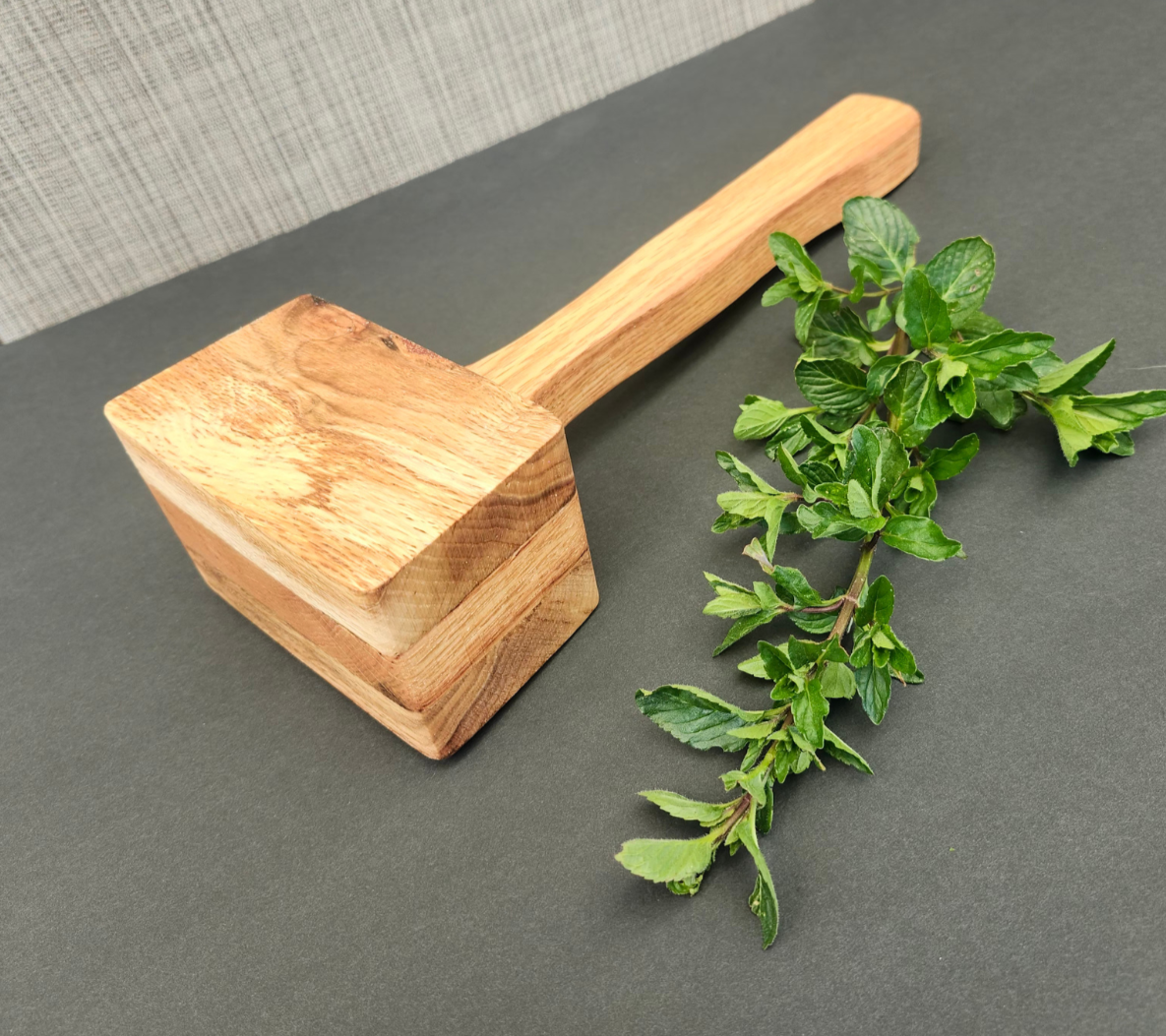 Rustic Wooden Kitchen Mallet, Oak Handle, Choose Padauk or Oak Accent, Handmade Cooking Tool, Meat Tenderizer, Herb Garlic Nut Crusher