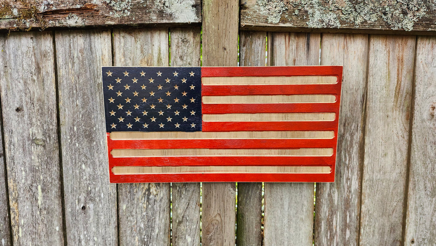 Rustic Wood Flag 11x22 – Patriotic & Monochrome Styles
