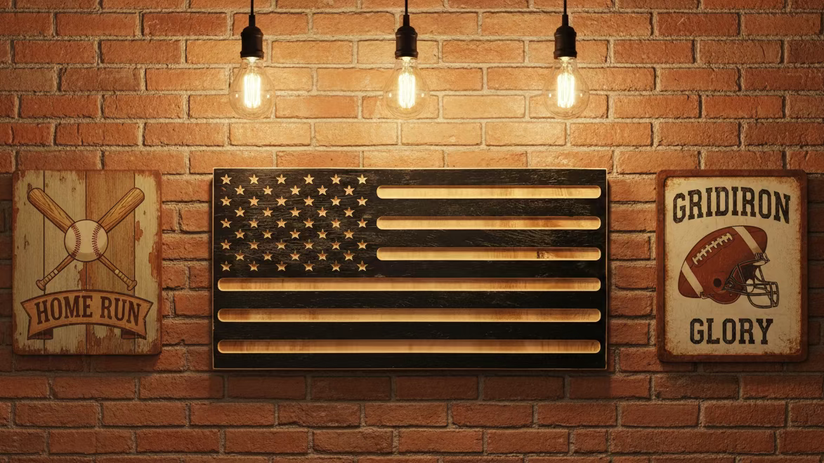 Rustic Wood Flag 11x22 – Patriotic & Monochrome Styles