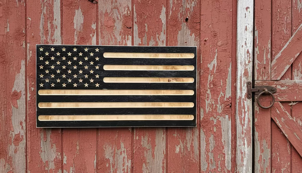 Rustic Wood Flag 11x22 – Patriotic & Monochrome Styles