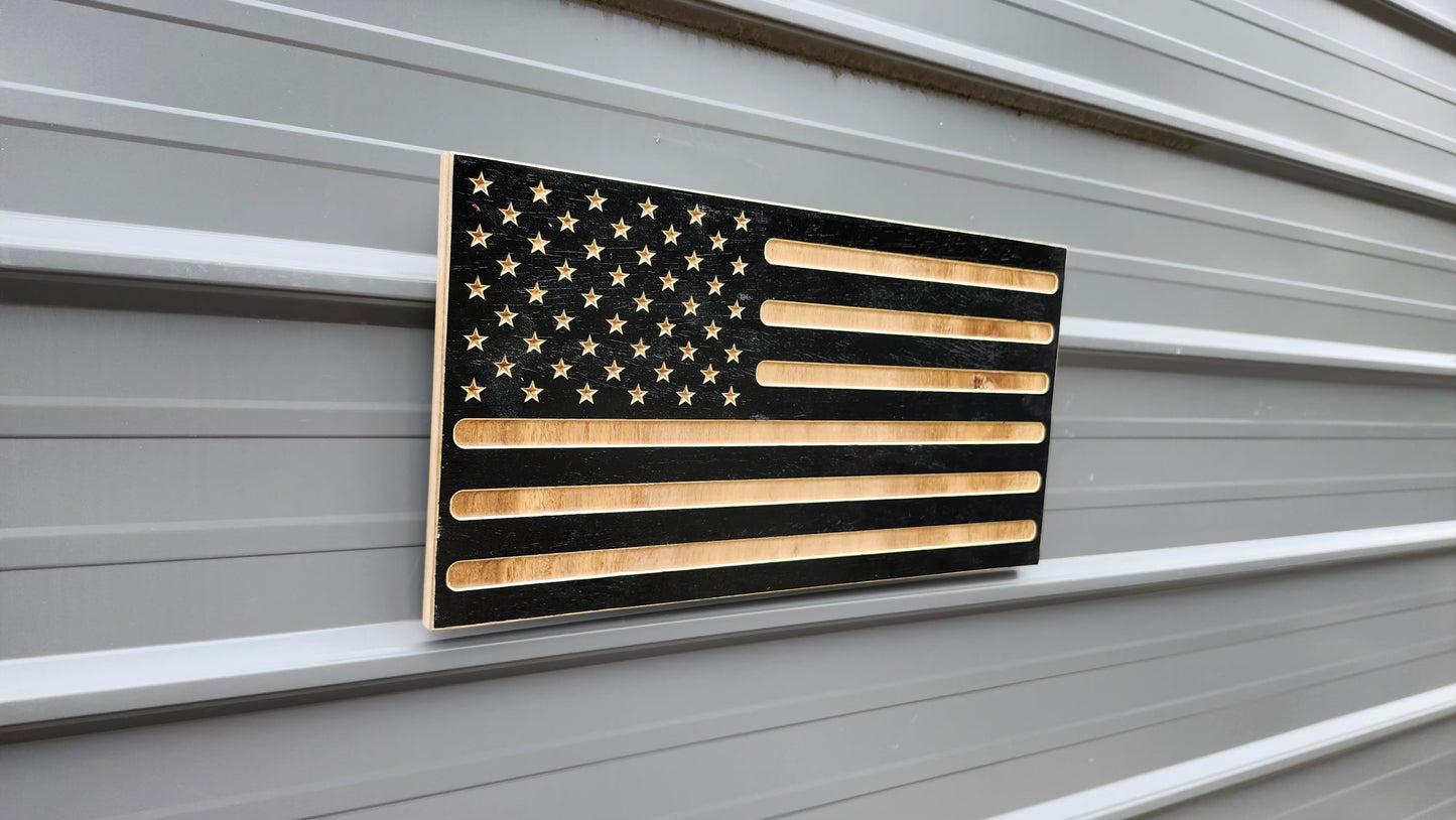 Rustic Wood Flag 11x22 – Patriotic & Monochrome Styles
