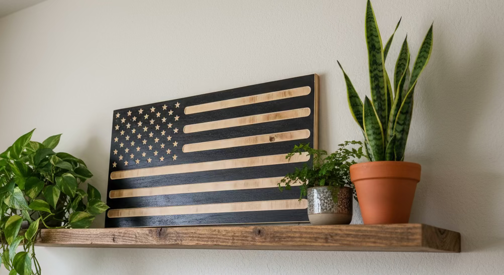 Rustic Wood Flag 11x22 – Patriotic & Monochrome Styles