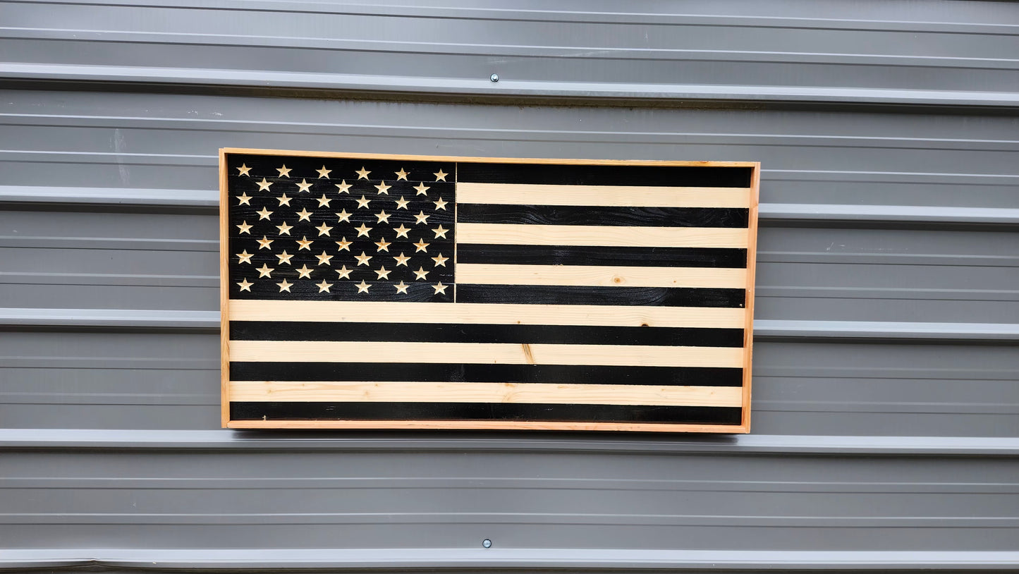Wood American Flag, Rustic Flag Sign, Classic Old Glory-Choose from Red, White & Blue or Black & White