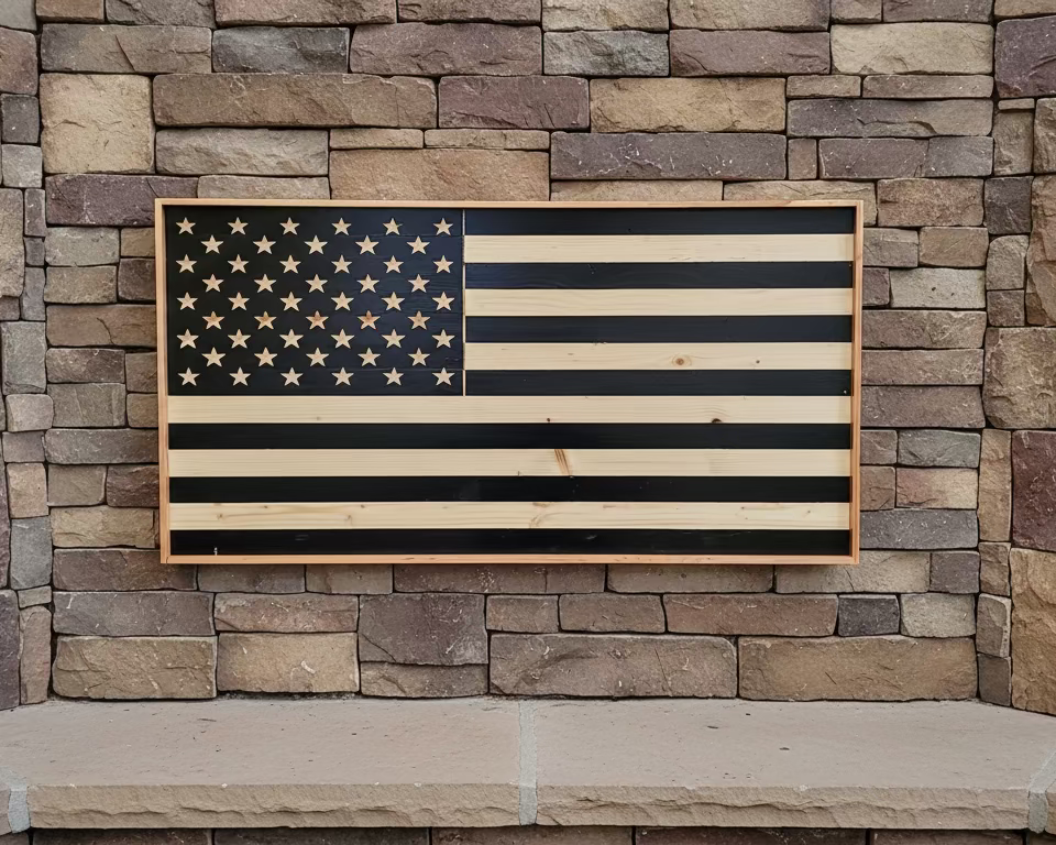 Wood American Flag, Rustic Flag Sign, Classic Old Glory-Choose from Red, White & Blue or Black & White