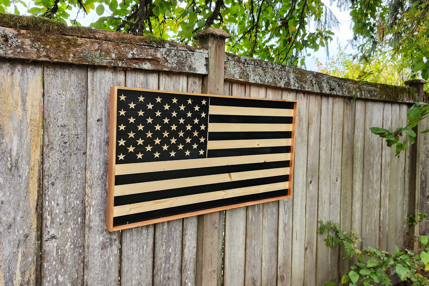 Wood American Flag, Rustic Flag Sign, Classic Old Glory-Choose from Red, White & Blue or Black & White