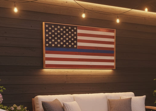 Thin Blue Line Tribute Flags – Rustic Red/White/Blue & Black/Blue Styles
