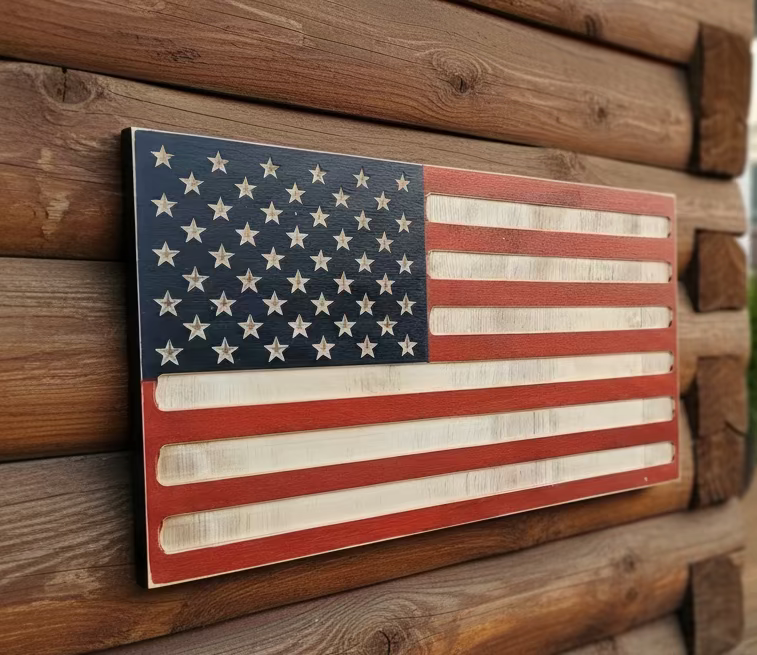 Rustic Wood Flag 11x22 – Patriotic & Monochrome Styles
