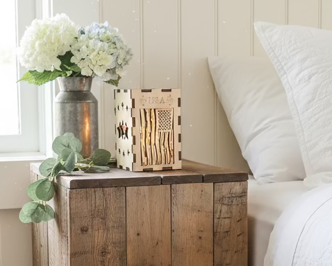 Laser-Cut Flag Lantern – Patriotic Wooden Décor