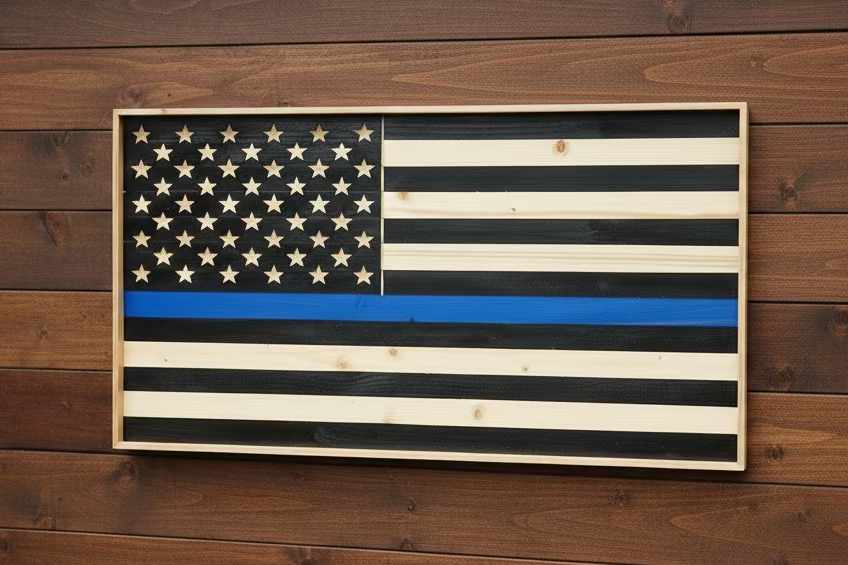 Thin Blue Line Tribute Flags – Rustic Red/White/Blue & Black/Blue Styles