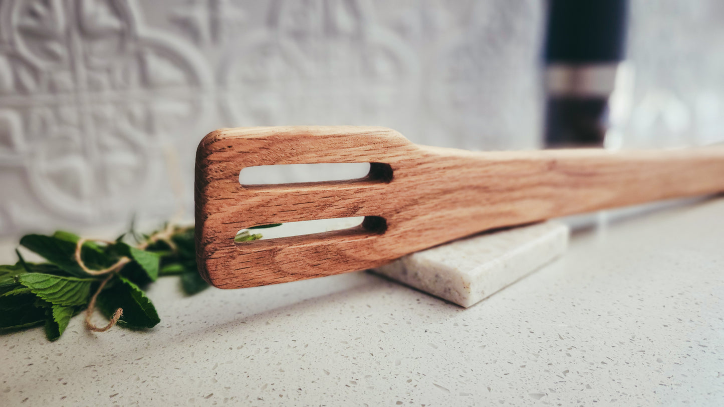 Handmade Large Wooden Kitchen Spoon, Oversized Oak Instant Pot Spoon, Jumbo Oak Wooden Stirring Spoon, Long Brown Slotted Stirring Spoon