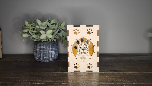 French Bulldog Wooden Lantern with LED Puck Light – Rustic Dog Lover Gift, Handmade Frenchie Night Light Home Decor