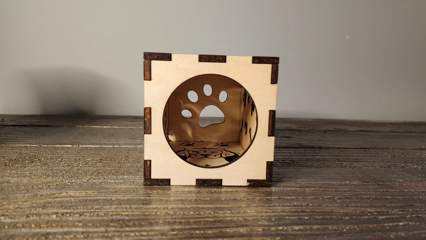 French Bulldog Wooden Lantern with LED Puck Light – Rustic Dog Lover Gift, Handmade Frenchie Night Light Home Decor