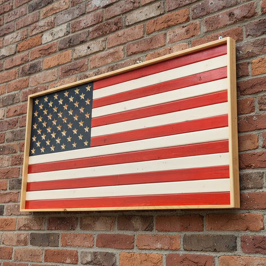 Wood American Flag, Rustic Flag Sign, Classic Old Glory-Choose from Red, White & Blue or Black & White